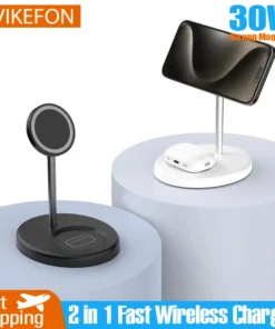30W Magnetic 2-in-1 Wireless Charger Stand for iPhone and AirPods - Fast Charging Station
