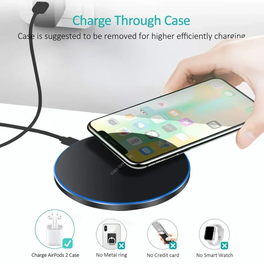 300W Fast Wireless Charging Pad for iPhone and Samsung Phones - Image 5