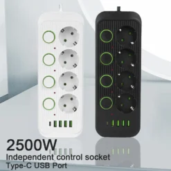 Alternative view of EU Plug Power Strip with USB Ports and Surge Protection for Household Use