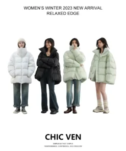 Alternative view of Chic Ven Women's Lightweight Down Jacket - Long Sleeve, Warm Winter Coat, Solid Color