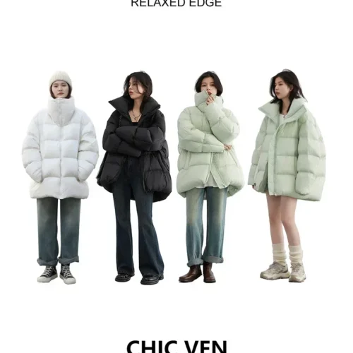 Alternative view of Chic Ven Women's Lightweight Down Jacket - Long Sleeve, Warm Winter Coat, Solid Color