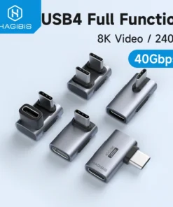 Hagibis 240W USB C to C Adapter 40Gbps 8K 60Hz 90 Degree Converter USB4 Adapter for Thunderbolt 4/3 MacBook iPhone 17 Pro Tablet