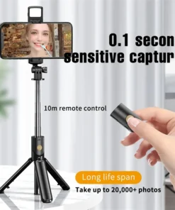 Alternative view of Selfie Stick Wireless Tripod Stand with Light Bluetooth Remote Extendable Tripod for iPhone Mobile Phone Tiktok Live Streaming