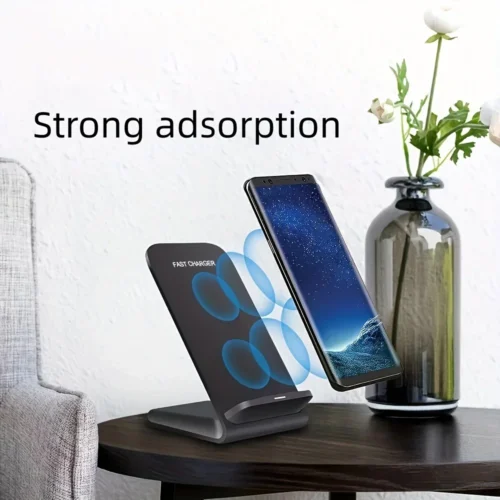 Alternative view of Fast Wireless Charger Stand for Samsung and iPhone - Quick Charging, Compact Design
