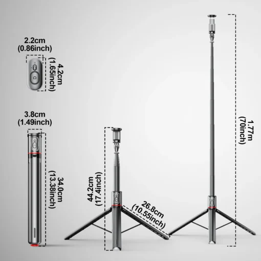 Portable Tripod with Auto Pop-Open Design and Bluetooth Remote for Smartphones - Image 6