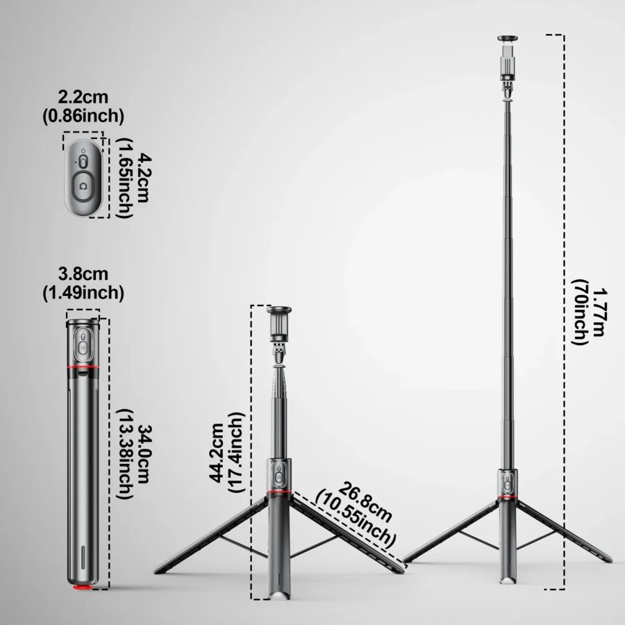 TT01 Portable 70 Inch All-in-one Auto Pop Open Tripod Bluetooth Remote Tripod Bounce Selfie Stick Phone Holder for Vlog/Video - Image 6