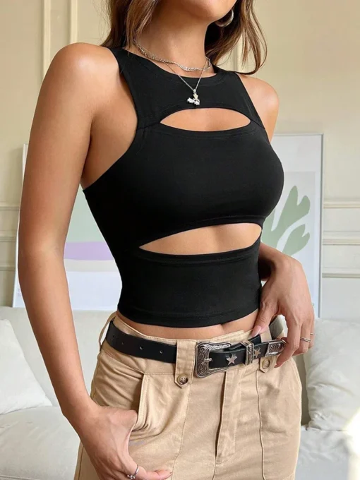 Hollow Out Crop Tank Top for Women - Y2K Summer Style Tops - Image 5
