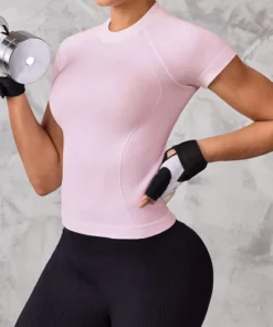 Women's short-sleeved sports top, breathable and quick-drying fabric, suitable for running and yoga,