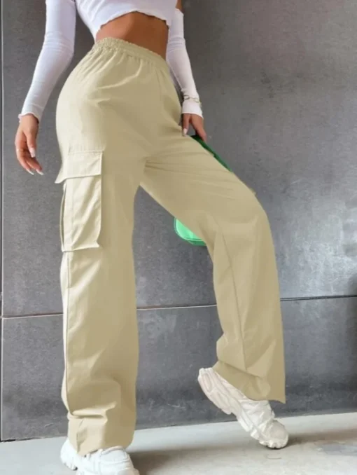 Chic Baggy Joggers with High Waist and Cargo Pockets for Women - Image 4