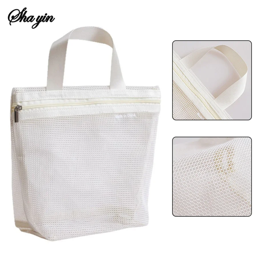 Mesh Makeup Toiletry Storage Bag - Portable Travel Organizer for Cosmetics and Shower Tools - Image 3