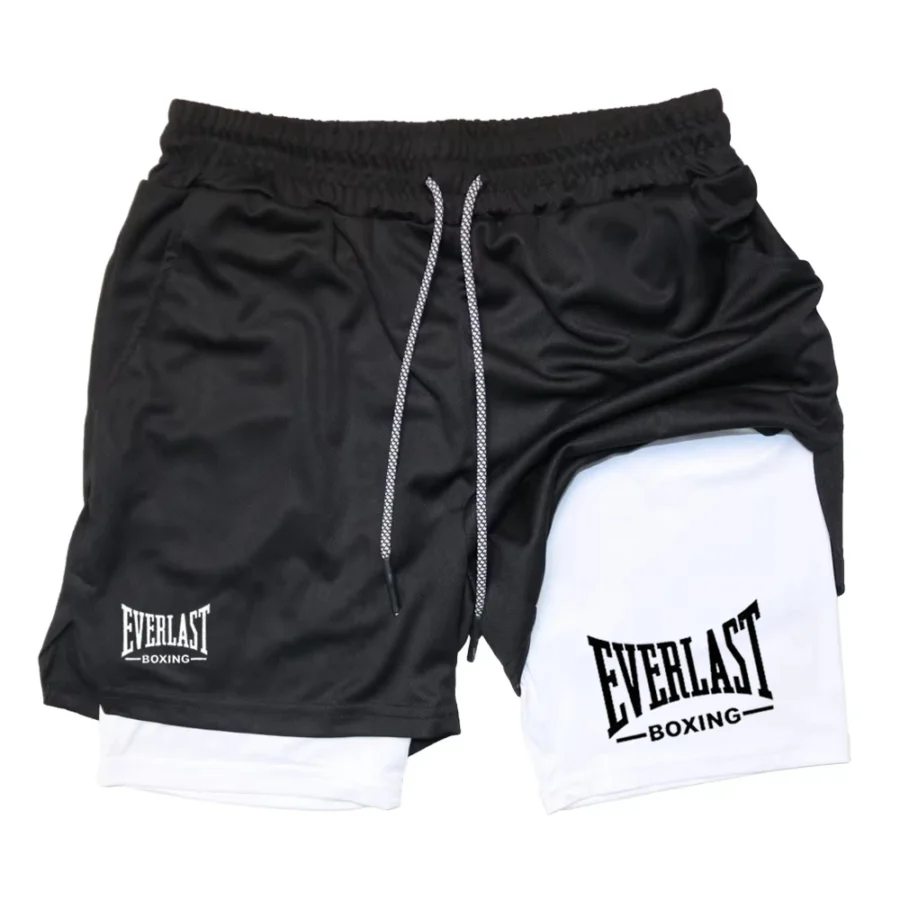 Men's compression gym shorts, EVERLAST printed sports pants, double layered, quick drying, basketball, muscle, fitness RL0365 - Image 6