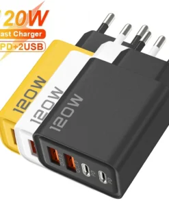 Quick Charge 3.0 Fast 120W 4-Port USB Type-C Wall Charger for iPhone and Samsung