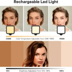 Alternative view of Vlogging Kit for iPhone and Android with Mini LED Light, Cardioid Microphone, and Tripod