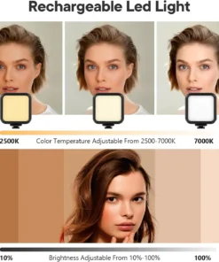 Alternative view of Vlogging Kit for iPhone, Android (with Tripod), with Mini LED Video Light + Cardioid Microphone + Phone Clip + Tripod for Video