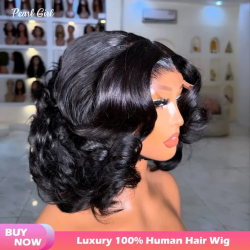 Super Double Drawn 5by5 Lace Bouncy Curly Wig Human Hair 13x4 HD Lace Front Loose Body Wave Wig for Woman Glueless Ready to Wear