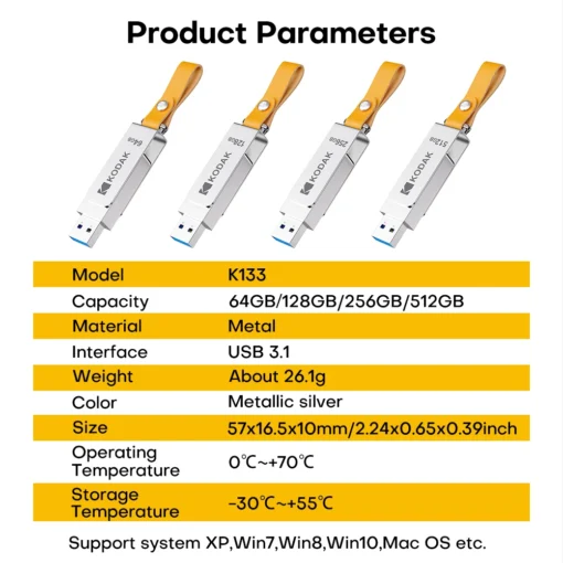 Kodak USB 3.1 Flash Drive with 120MB/s Read Speed and Metal Body for Storage Enthusiasts - Image 6