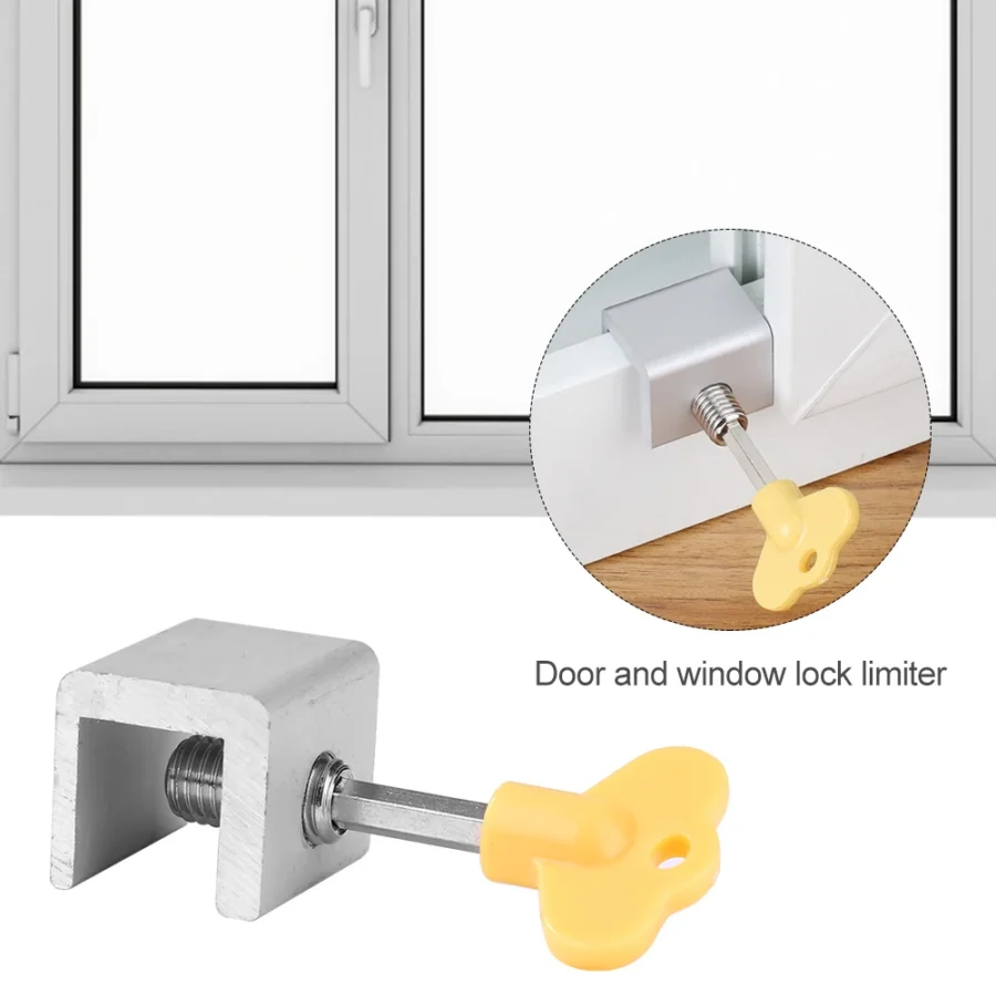 Aluminum Alloy Window Lock Stopper - Sliding Sash and Cabinet Locks - Anti-Theft Security Straps - Image 4