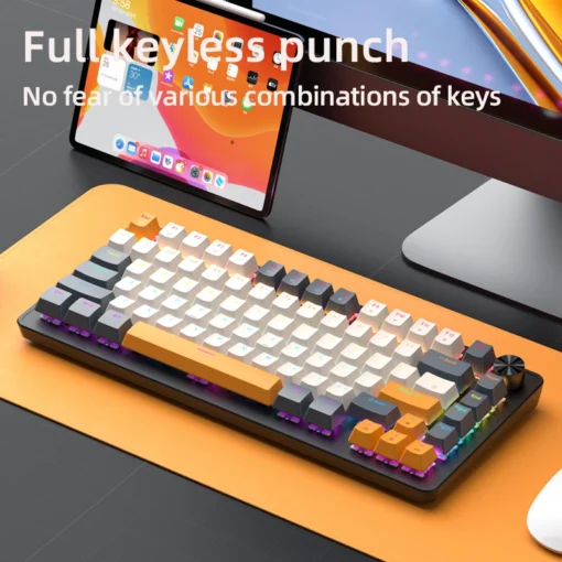 Wired Mechanical Gaming Keyboard with Media Knob, Hot-Swap, ABS Cap, Transparent Character Backlighting - Image 5