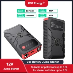 Portable Car Battery Jumper Starter, 800A Peak Boost for 6.0L Gas or 3.0L Diesel Engines