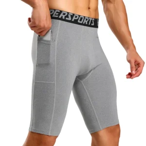 Men's Compression Shorts for Summer Training and Gym Fitness Activities - FIfth Pocket-Gray, M(40-60kg)