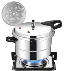5L Aluminum Alloy Pressure Cooker Pot with Steamer Insert for Poultry, Meat, Vegetables, and Seafood