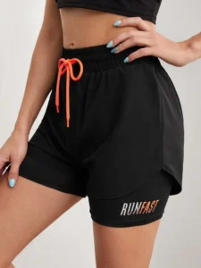 High Rise Women's Yoga Shorts with Proximity Control Feature for Comfort and Performance - black, M