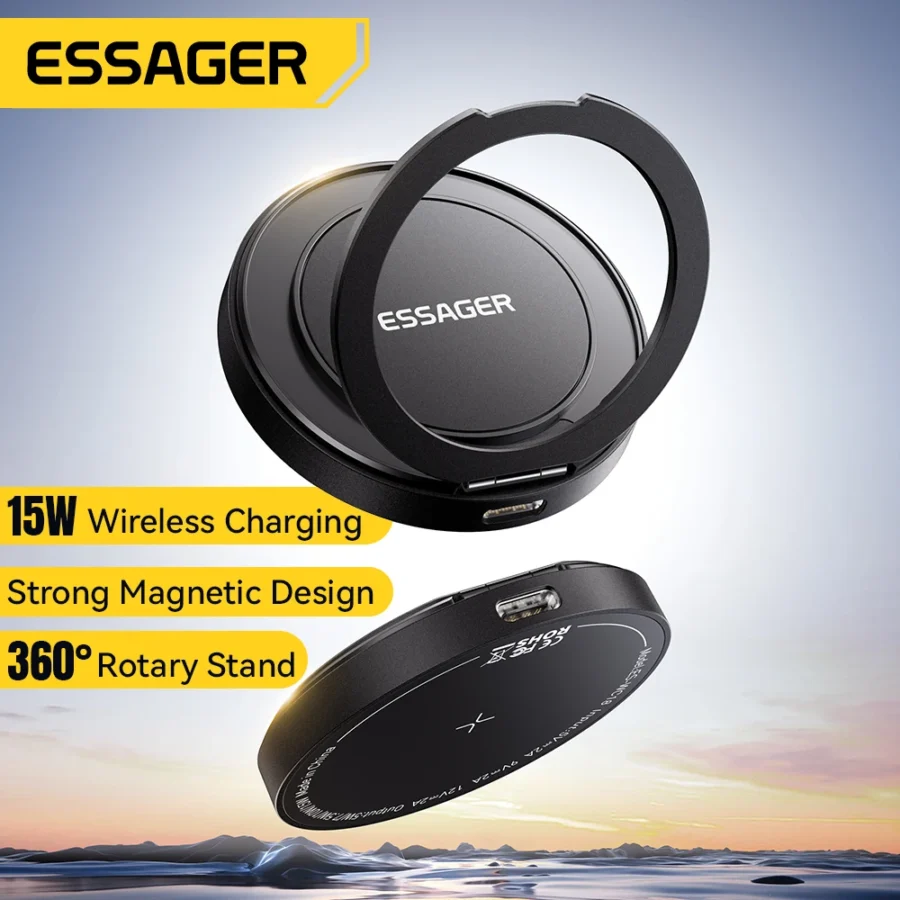 Essager Magnetic 15W Wireless Charger Fast Charging Pad Stand for iPhone 15 14 Airpods USB To Typec Phone Chargers Dock Station - Image 3