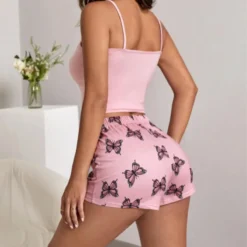 Alternative view of Butterfly Print Cami Pajama Set with Sexy Design for Women’s Summer Wear