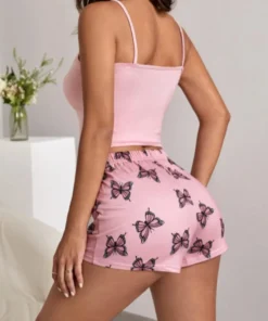 Alternative view of Two Pieces Summer Sexy Pajamas Butterfly Print Cami Pajamas Set Fashion Sexy Home Ladies Underwear Vest Shorts Pijamas