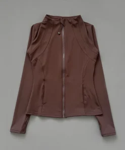 Alternative view of Quick Dry Stand Up Collar Fitness Jacket For Women Slim-Fit Zipper Yoga Wear Long Sleeve Breathable Running Sports Cycling Top