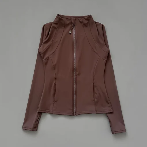 Quick Dry Long Sleeve Fitness Jacket for Women with Slim-Fit Zipper and Breathable Design - Image 2