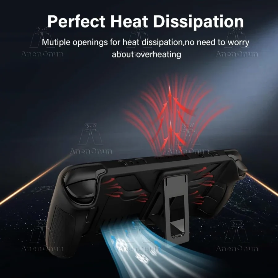 Steam Deck/Steam Deck OLED Full Fit Protective Case w/Folding Stand Base Shockproof Anti-Scratch Non-Slip Silicone Soft Cover - Image 5