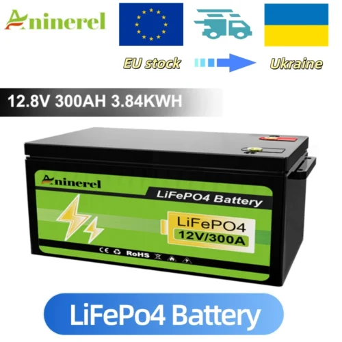 Aninerel 12V 304Ah LiFePO4 Solar Battery – 6000+ Cycles for Home and RV Use