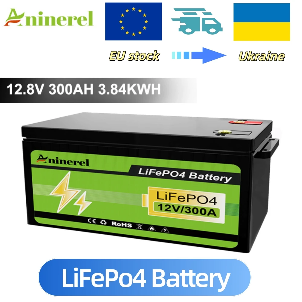 Aninerel 12V 304Ah LiFePO4 Solar Battery – 6000+ Cycles for Home and RV Use