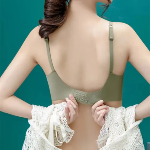 Alternative view of Seamless Ladies Underwear V-neck No Steel Ring Small Chest Gathered Adjustable Small Comfortable Thin Top Bra