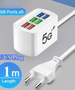 Alternative view of 6-Port USB Wall Charger with Fast Charging - Multi-Device Power Strip Hub