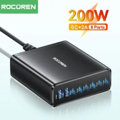 Rocoren 200W USB Type C Fast Charging Power Station with 8 Ports for iPhone 15 Pro Max and Samsung