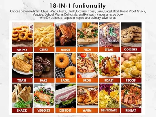 Air Fryer Oven Combo with Rotisserie and 18 Cooking Functions for Family Meals - Image 5