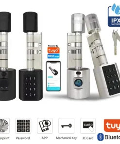 Tuya Smart Fingerprint Electronic Door Lock with Keypad and Remote Control - Adjustable Size for Home and Apartment