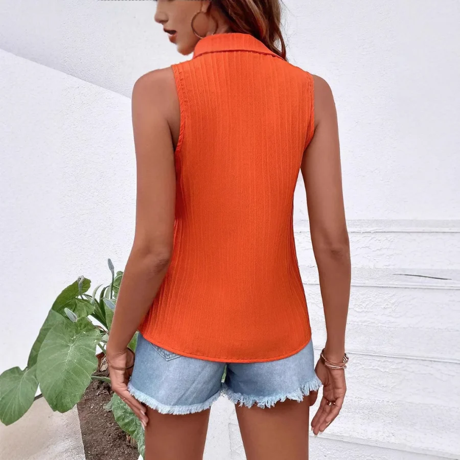 Women's Style Shirts, Sleeveless Blouse With Back For Women, Tops, Elegant Work Clothes, Women's Tops, Women's Blouses, Summer - Image 3