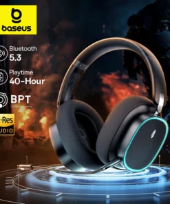 Baseus GH02 Wireless Gaming Headphones with Microphone - Over-Ear, Bluetooth 5.3, 40mm Drivers, RGB Lights