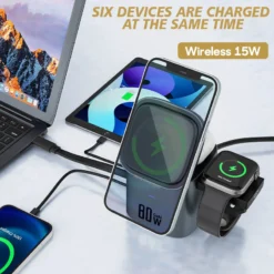 Alternative view of 6-in-1 GaN Charging Station with 60W PD and Retractable Cable for iPhone and Laptops