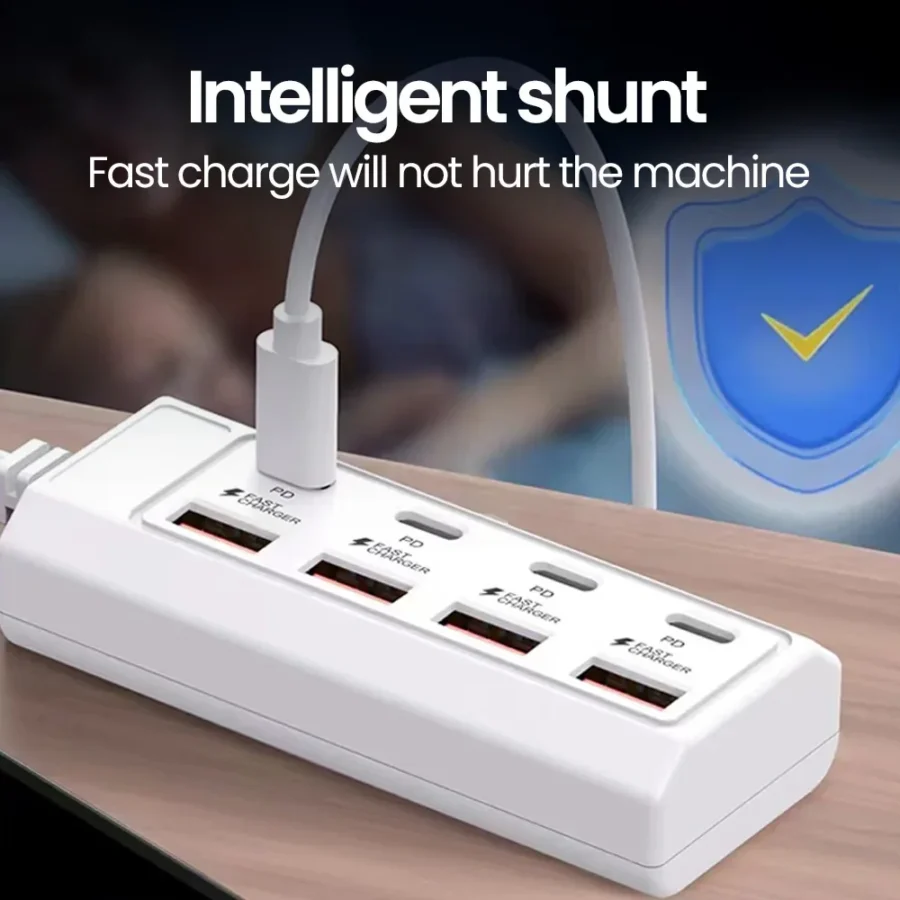 8 in 1 USB Charging Station 25W PD Type C Power Strip Multi Port Desktop HUB Phone Adapter For iPhone 16 Samsung Xiaomi Huawei - Image 4