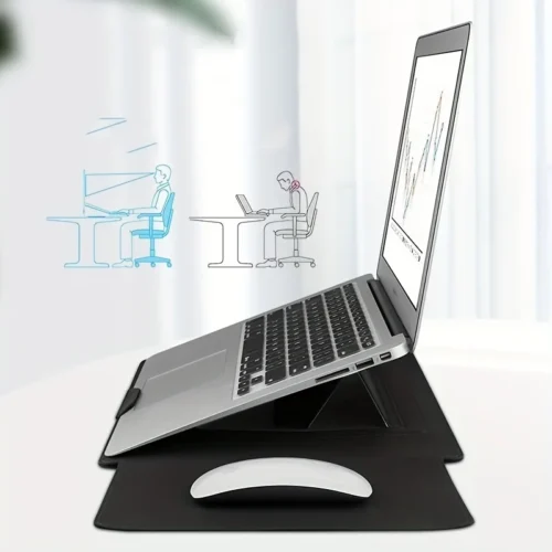 Alternative view of Dormin Leather Laptop Sleeve 13.3" - 15.6" with Adjustable Stand and Velcro Closure