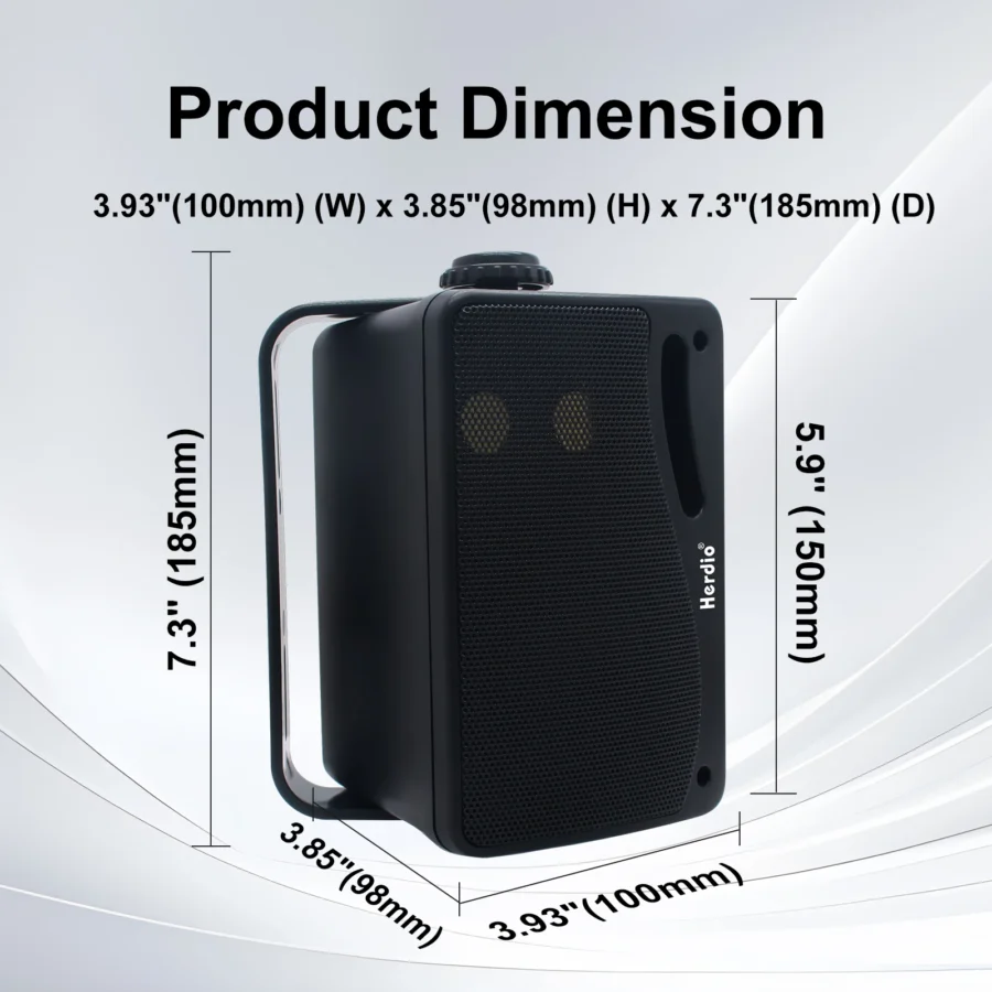 Herdio 3.5'' Waterproof Outdoor Speakers - 200W 3-Way Wall Mount for Patio and Marine Use - Image 5