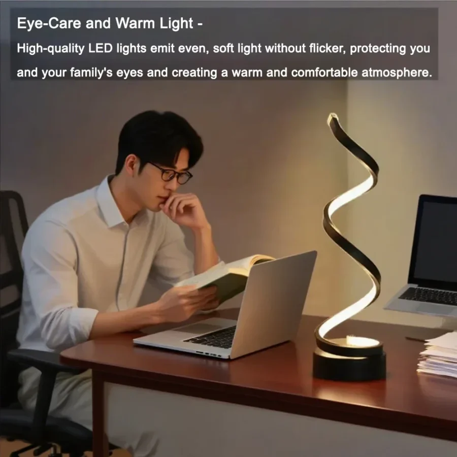 LED spiral dimmable table lamp suitable for living room bedroom study adjustable brightness bedside lamp for office and home use - Image 3