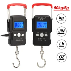 Portable Hanging Hook Scale with LCD Digital Display, 50Kg/5g Capacity for Fishing and Travel Use