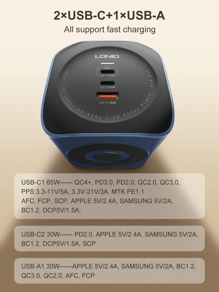 LDNIO Cube Power Strip 65W Surge Protector with 2M Extension Cord for Multiple Plug Types - Image 3