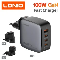 LDNIO 100W GaN Charger Fast Charge Type C USB Charging Station for Phones, Tablets, Laptops, MacBooks with EU/UK/US Plugs