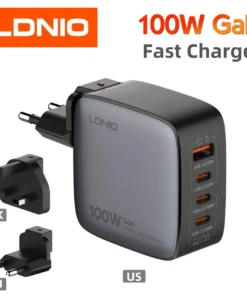 LDNIO 100W Charger Gan Fast Charge Type C USB Charging Station Phone Tablet Laptop Macbook Portable Charger EU UK US Plug Adapte